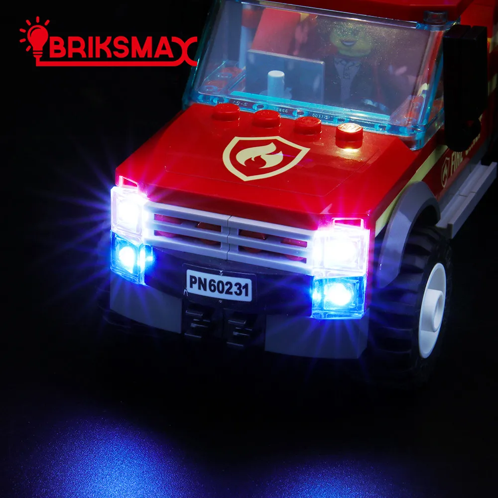 BriksMax Led Light Up Комплект для городской серии пожарный главный ответ грузовик строительные блоки совместимы с 60231(не включает модель