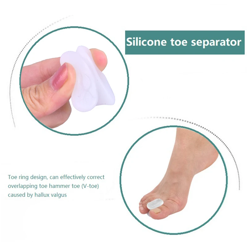 1Pair Silicone Bone Thumb Valgus Protector Foot Finger Toe Separator Bunion Adjuster Hallux Valgus Corrector Pedicure Feet Care