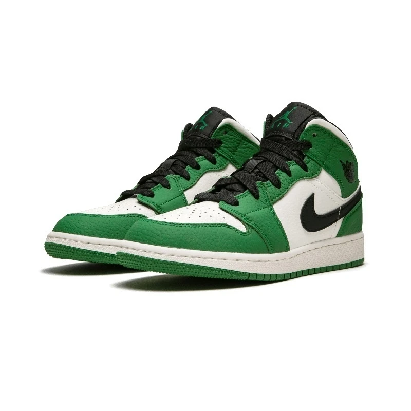 Новое поступление, женские баскетбольные кроссовки Air Jordan 1 Mid Aj1, белые, зеленые, удобные кроссовки для улицы, кроссовки# BQ6931-301