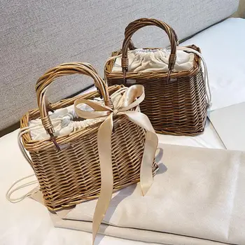 

Women Straw Bags Handmade Rattan Woven Handbags 2020 New Designer Summer Beach Travel Vacation Bohemian Shoulder Bags Totes