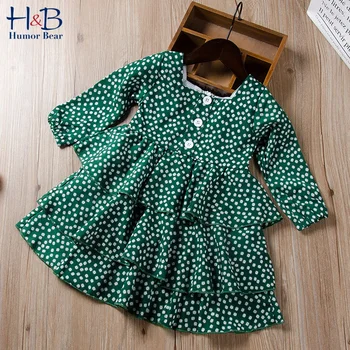 

Humor Bear Summer Baby Girls Dress Floral Cake European &American Children'S Long Sleeve Dress Children Toddler Girl Clothing