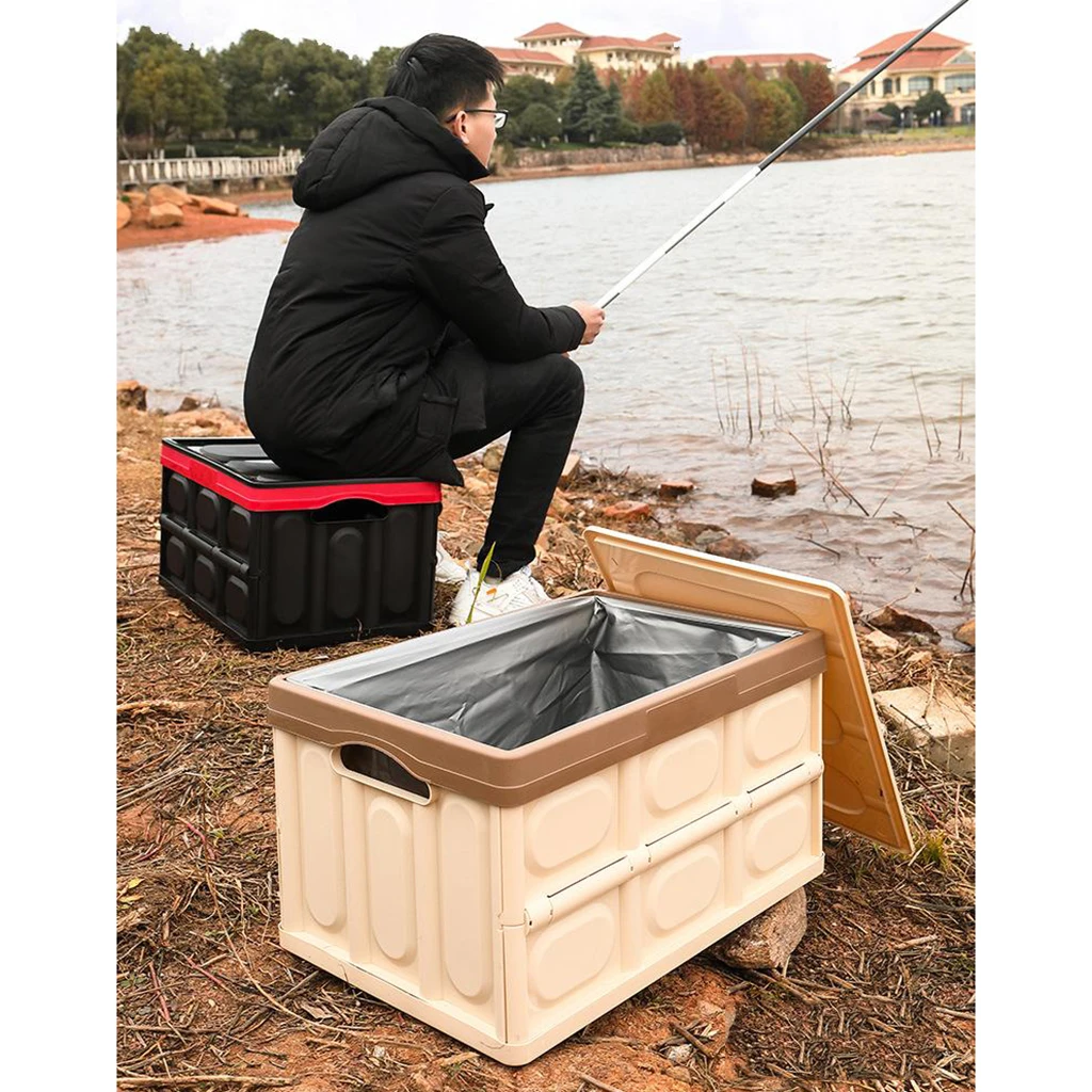 Car Trunk Storage Box Collapsible Storage Bins with Lid Black_30L