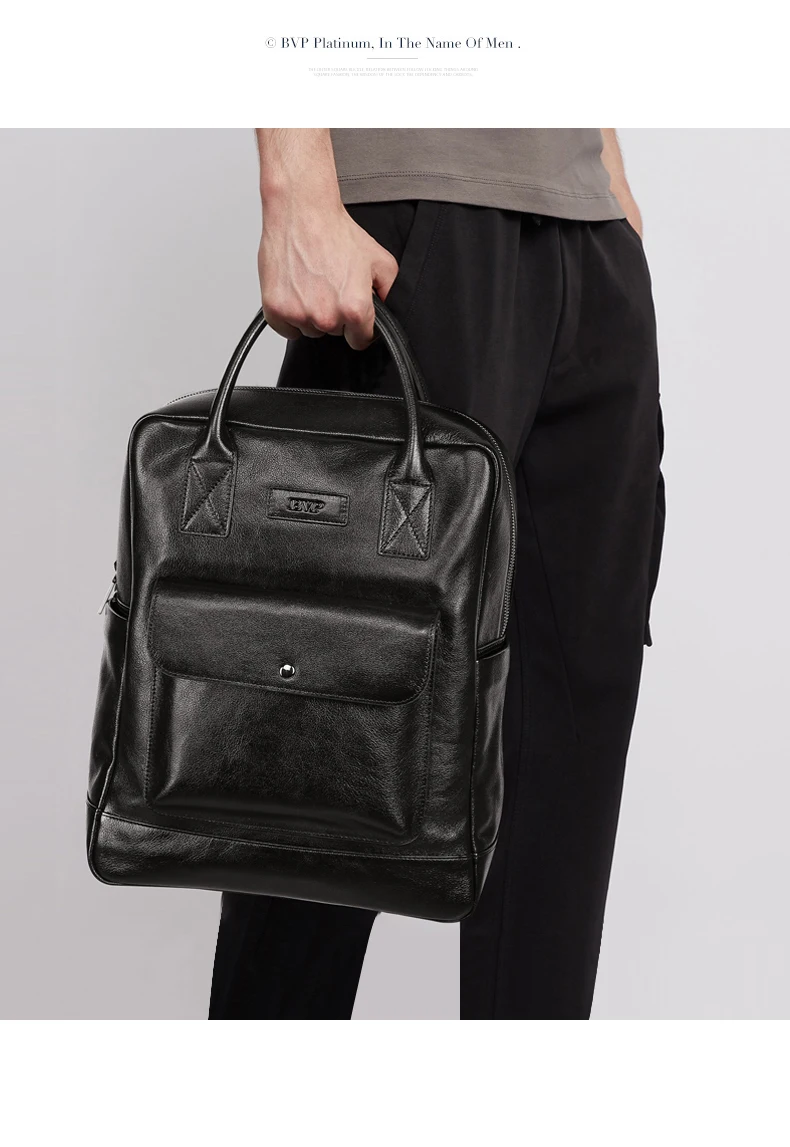 BVP деловой рюкзак мужской из натуральной кожи сумка высокого качества Черная мужская мода 1" ноутбук рюкзак мужская дорожная сумка J45