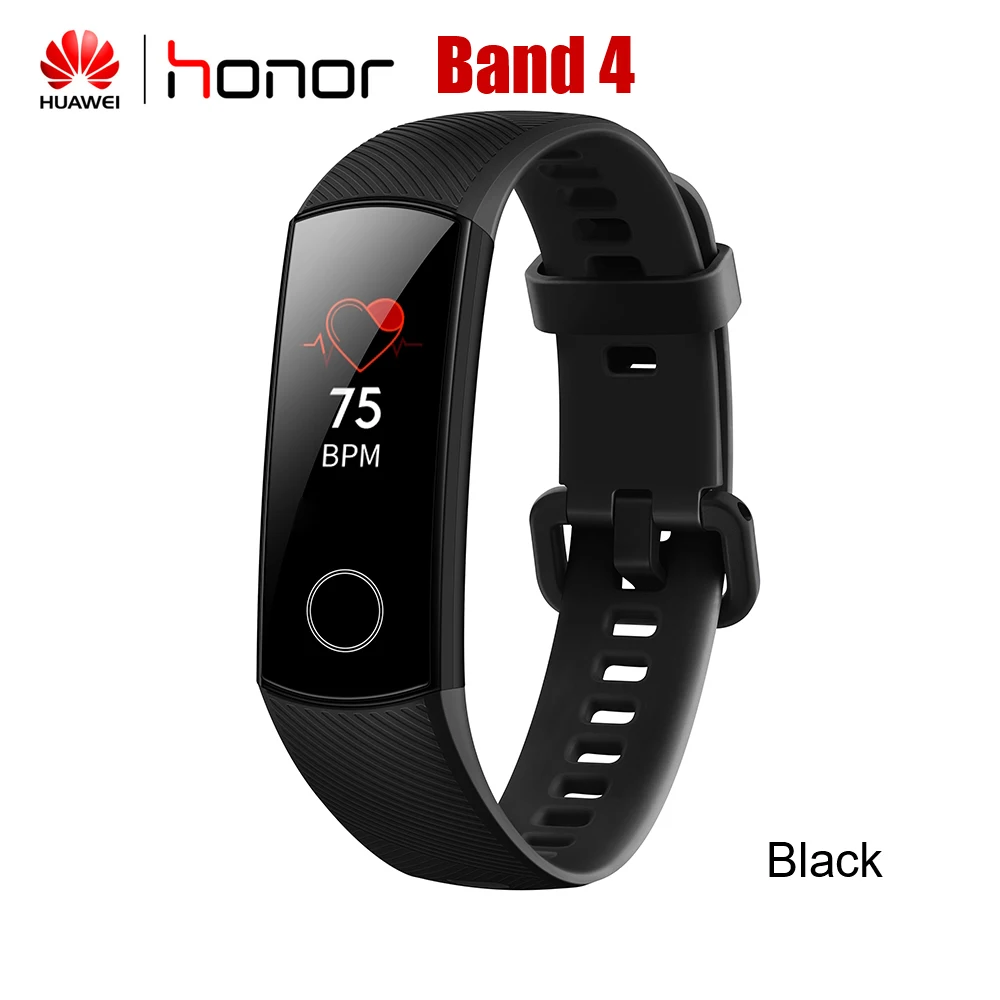 HUAWEI Honor Band 4 band 5 AMOLED фитнес-браслет трекер пульсометр водонепроницаемый 0,9" BT 4,2 смарт-браслет Globle Версия - Цвет: Band 4 Black