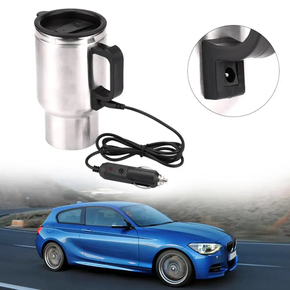 

500ML Car Hot Kettle Electric Stainless Steel Cup Vehicle Mounted Thermal Travel Coffee Heated Mug Water Heat-preservation