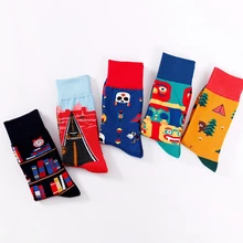 Хлопковые носки для женщин и мужчин; милые забавные носки унисекс с рисунками животных, медведей, птиц, растений; Веселые носки; повседневные носки для взрослых