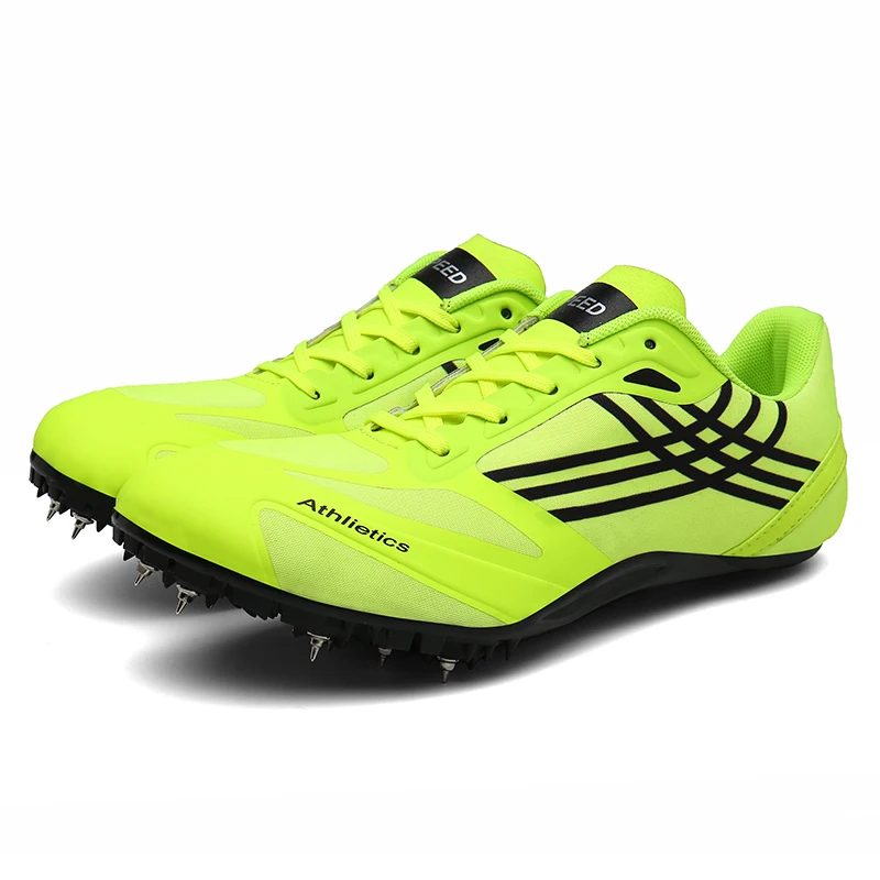 Профессиональная спортивная обувь для мужчин и женщин, спортивные кроссовки с шипами для бега, обувь для гонок, кроссовки - Цвет: Зеленый