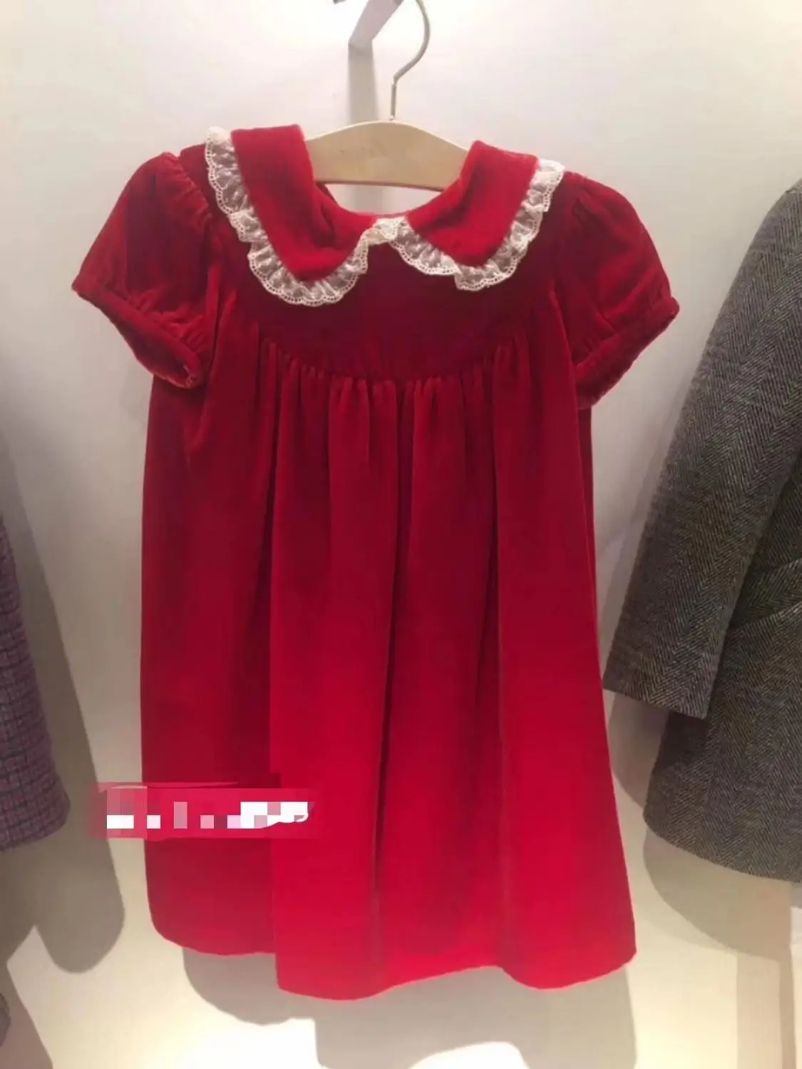 Детское рождественское платье; красное бархатное праздничное платье с кружевным воротником для девочек; костюм принцессы для младенцев