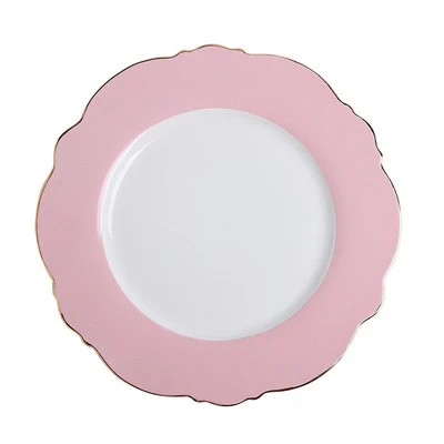 pink 10 inch 8/9/10 дюймов форфоровая тарелка для дома в горошек стейк Тарелка десертная тарелка для Торта Пластины Комплекты декоративная тарелка посуда набор посуды - Цвет: pink 10 inch