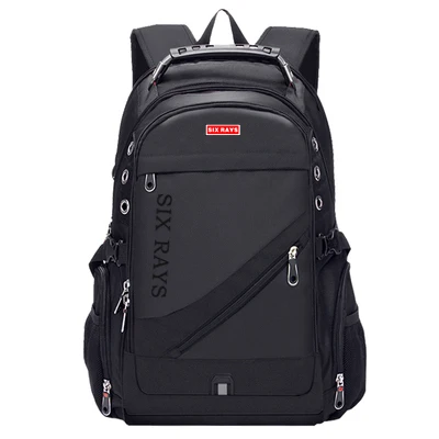 SIXRAYS, детские школьные сумки, usb зарядка, Модный Бизнес Повседневный туристический Противоугонный водонепроницаемый 15,6 дюймовый Мужской рюкзак для ноутбука - Цвет: Черный