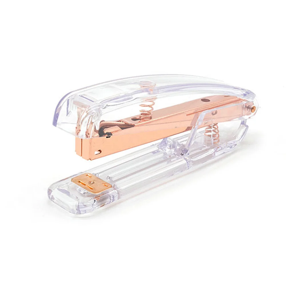 stapler Розовое золото высококачественный прозрачный пластиковый степлер офисная учебная переплетная машина JLRL88 - Цвет: stapler