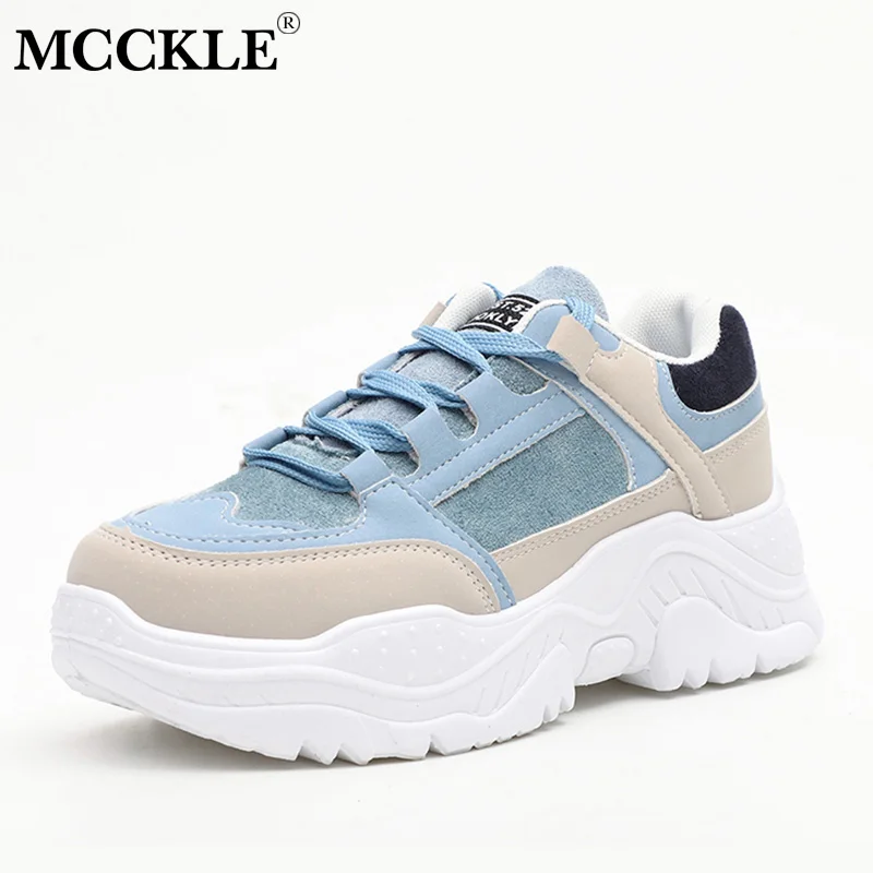 MCCKLE Shoes Women Sneakers Platform Lace Up Mixed Color Ladies Suede Flat Fashion Vulcanized Casual Comfort Footwear Autumn