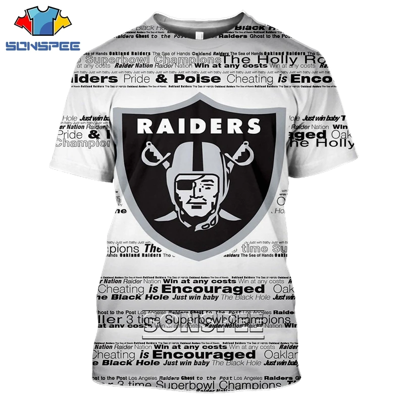 

SONSPEE the new 3D Print Animal logo Skull Short sleeve Print trendy Harajuku Sweatshirt Hockey RAIDERS Team Sportswear T-shirt
