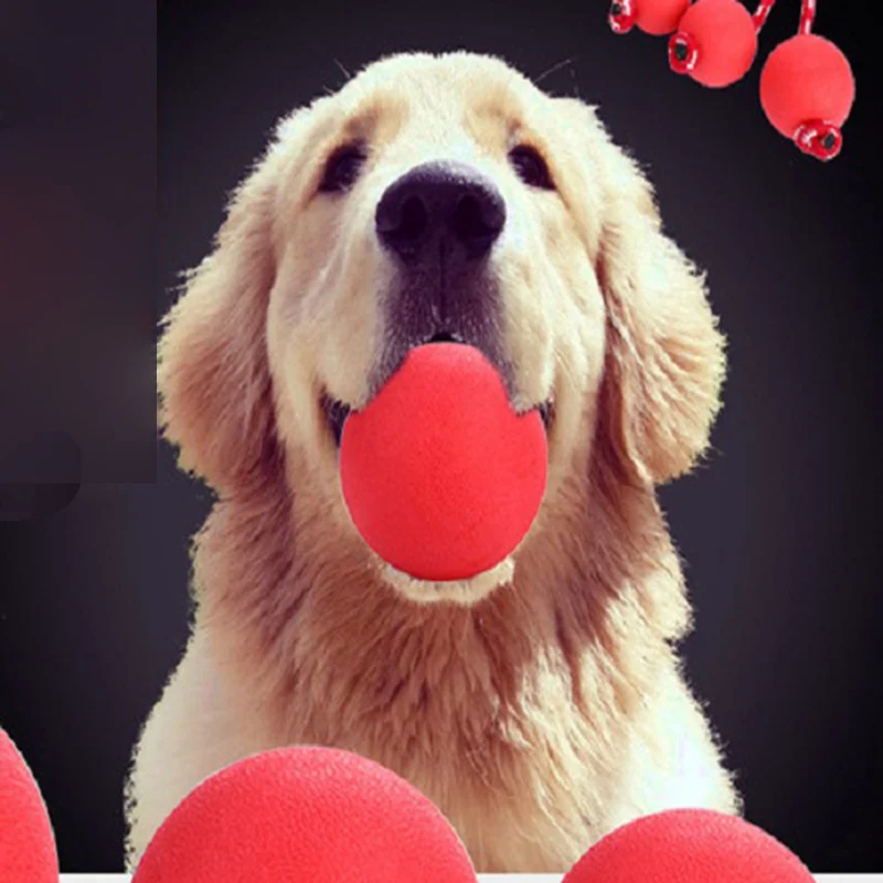 

OUYXRVRubber Toy Funny Interactive Elasticity Balls Dog Chew Toys Pet Dogs Puppy Play Squeaky Red Ball Plays Pelota Perro