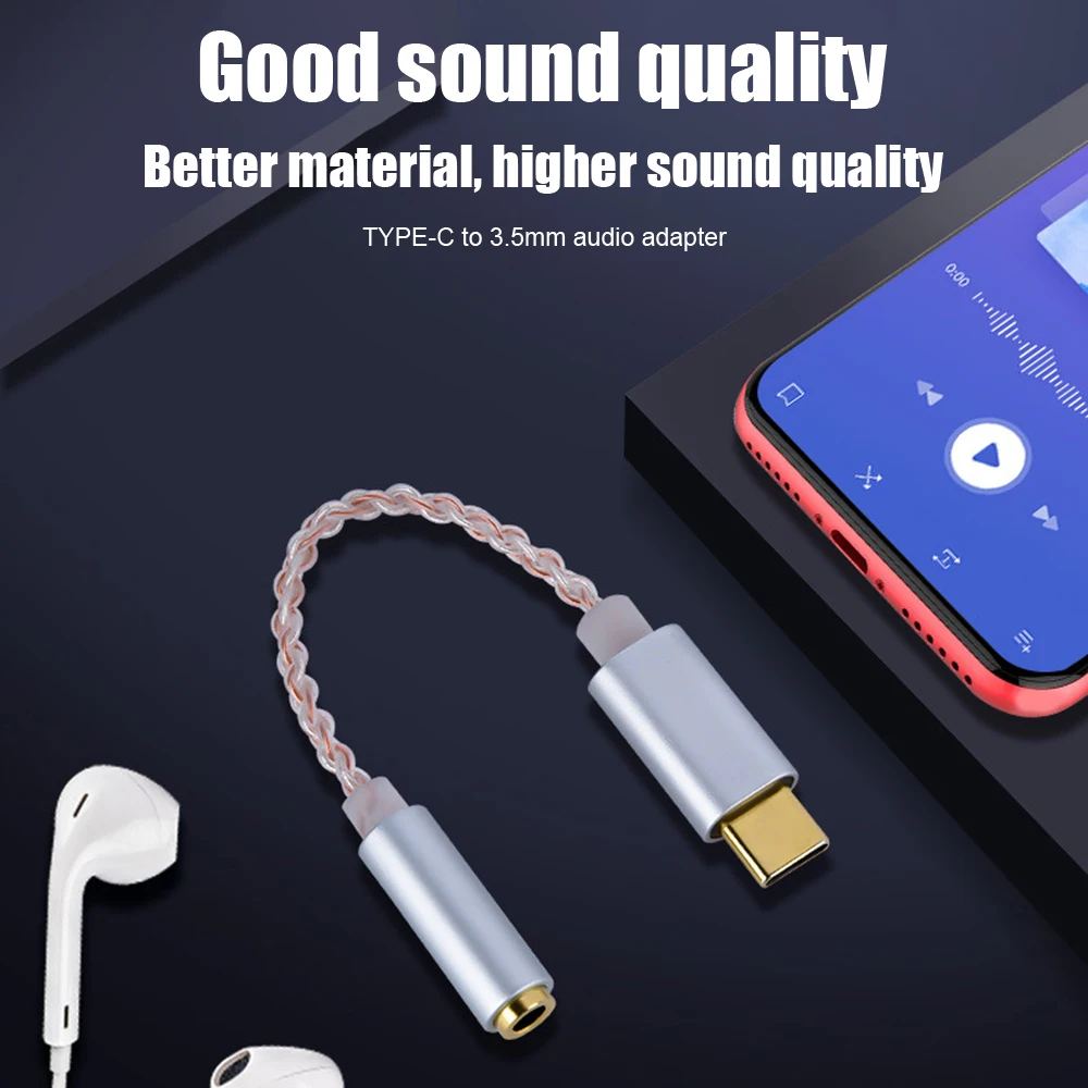 FDBRO New 32bit 384kHz Digital Decoder AUX Converter HIFI DAC Earphone Amplifier USB Type C To 3 5mm Headphone Audio Adapter