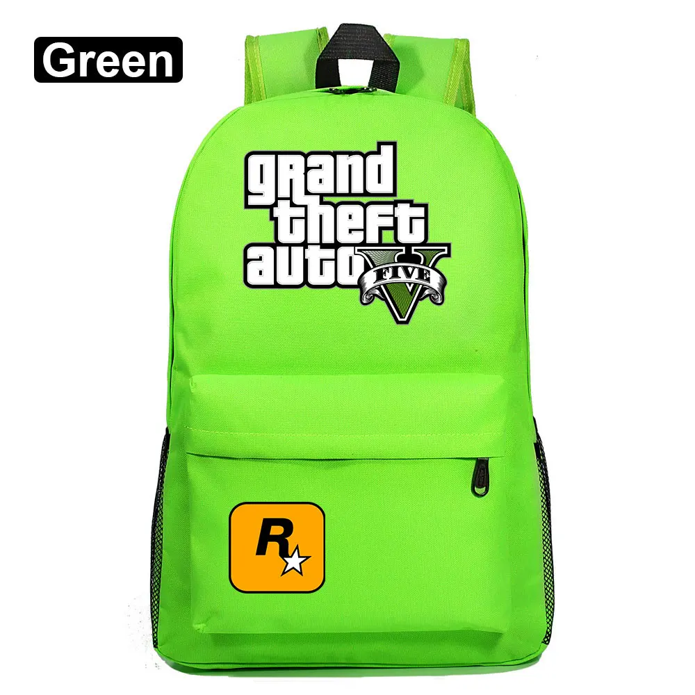 Подарочные игры с героями мультфильмов, GTA5, клетчатая школьная сумка ярких цветов для мальчиков и девочек, женский рюкзак, школьные сумки для подростков, холщовые мужские школьные рюкзаки - Цвет: A34-22