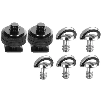 

HOT-7 Pcs for DSLR Camera 1/4 Inch Adapter:5 Pcs Quick Release Plate Mounting Screw D-Ring D Shaft QR Screw Adapter & 2 Pcs 20 H
