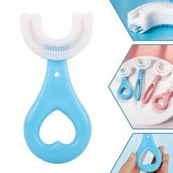 2021 New Kids Toothbrush Silicone Oral Care Cleaning Brush U-Shape Infant Toothbrush With Handle For Toddlers Ages 2-12 Kid Gift