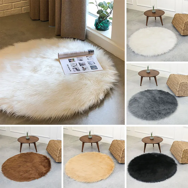 Ковер Напольный круговой диван роскошный шерстяной ковер пушистые ковры разноцветные 90X90 см столовая украшение дома стул коврик спальня