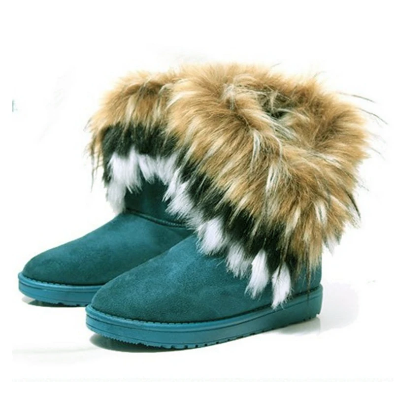 Women Fur Boots Ladies Winter Warm Ankle Boots for Women Snow Shoes Style Round-toe Slip on Female Flock Snow Boot Ladies Shoes women snow boots