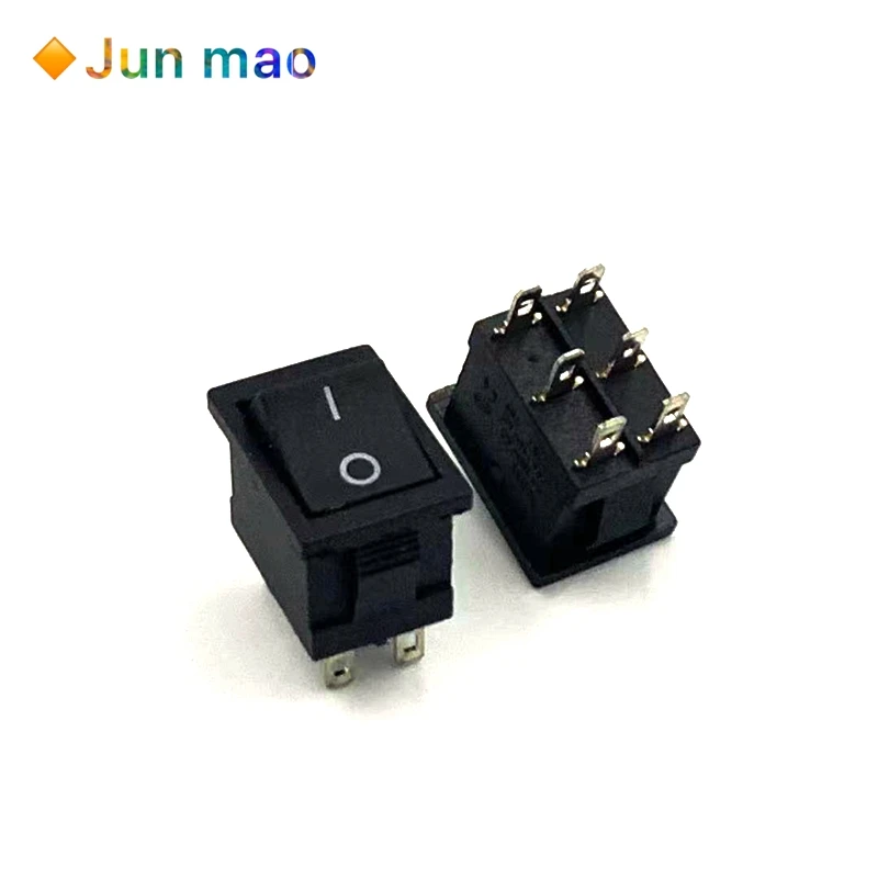 2 개 AC 6A/250V 10A/125V 6 핀 21*15mm DPDT ON/OFF 2 위치 스냅인 보트 로커 스위치 on off 스위치 KCD1 검정 21x15mm 핫