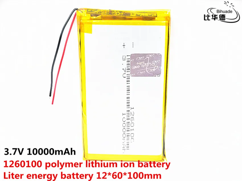 1/2/4 шт. большой емкости 3,7 V, 10000 mAH, 1260100 полимерный литий-ионный/литий-ионная аккумуляторная батарея для планшетных ПК DVD игрушка, POWER BANK, GPS
