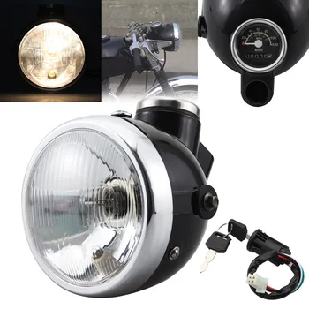 

Universal Motorcycle Headlight W/ Speedometer Tachometer Black Retro Headlamp For harley Sportster 1200 883 Chopper Cruiser