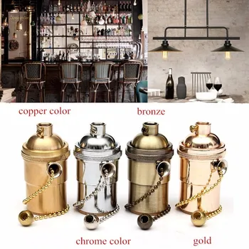 

E27/E26 Vintage Copper Edison Lamp Base Solid Brass Ceiling Light Socket Lamp Base Holder Pull Chain Pendants Lighting
