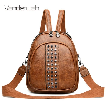

Designer Small Backpack Purse For Women 2020 Pu Leather Rivet Backpack Ladies Travel Bag Sac A Dos Backpacks For Teenagers Girls