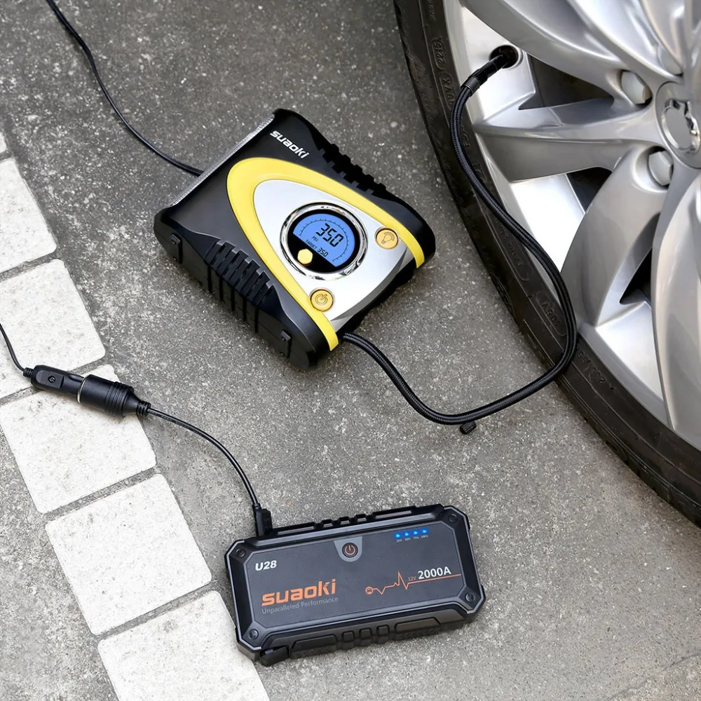 Suaoki U28 пусковое устройство 2000A пиковый ток USB power Bank светодиодный фонарик перезаряжаемый умный аккумулятор зажимы для 12 В автомобиля и лодки