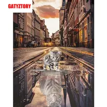 GATYZTORY 5D алмазная живопись Полная площадь DIY домашний декор мозаика Стразы Картина на холсте с логотипом на заказ Настенная картина Кот или Тигр
