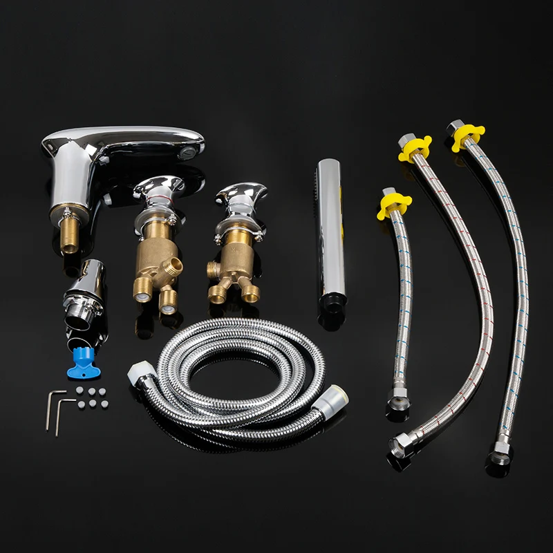 Chromed Brass Waterfall Massage Bathtub Faucet Tap With Hand Shower Waterfall Inlet Bathroom Hot&Cold Water Shower Mixer Tap