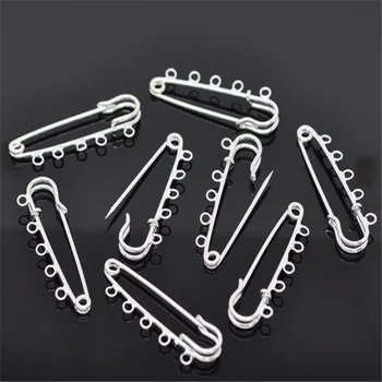 

30 PCs Trendy Classic Brooches Znic Alloy Bronze Silver Color 5 Holes Pin Brooch Jewelry Clothing Findings Wholesale 5 x 1.5cm