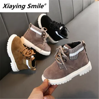

Xiaying Autumn winter children Martin single boot boys and Girls Toddler shoes 1-3 years old soft sole antiskid short boots 857