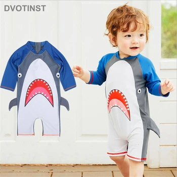 

Dvotinst Baby Boy Clothes Blue Cute Shark Summer Swimwear One-piece Tollder Swiming Suit Spa Bathing Beach Clothing Costume