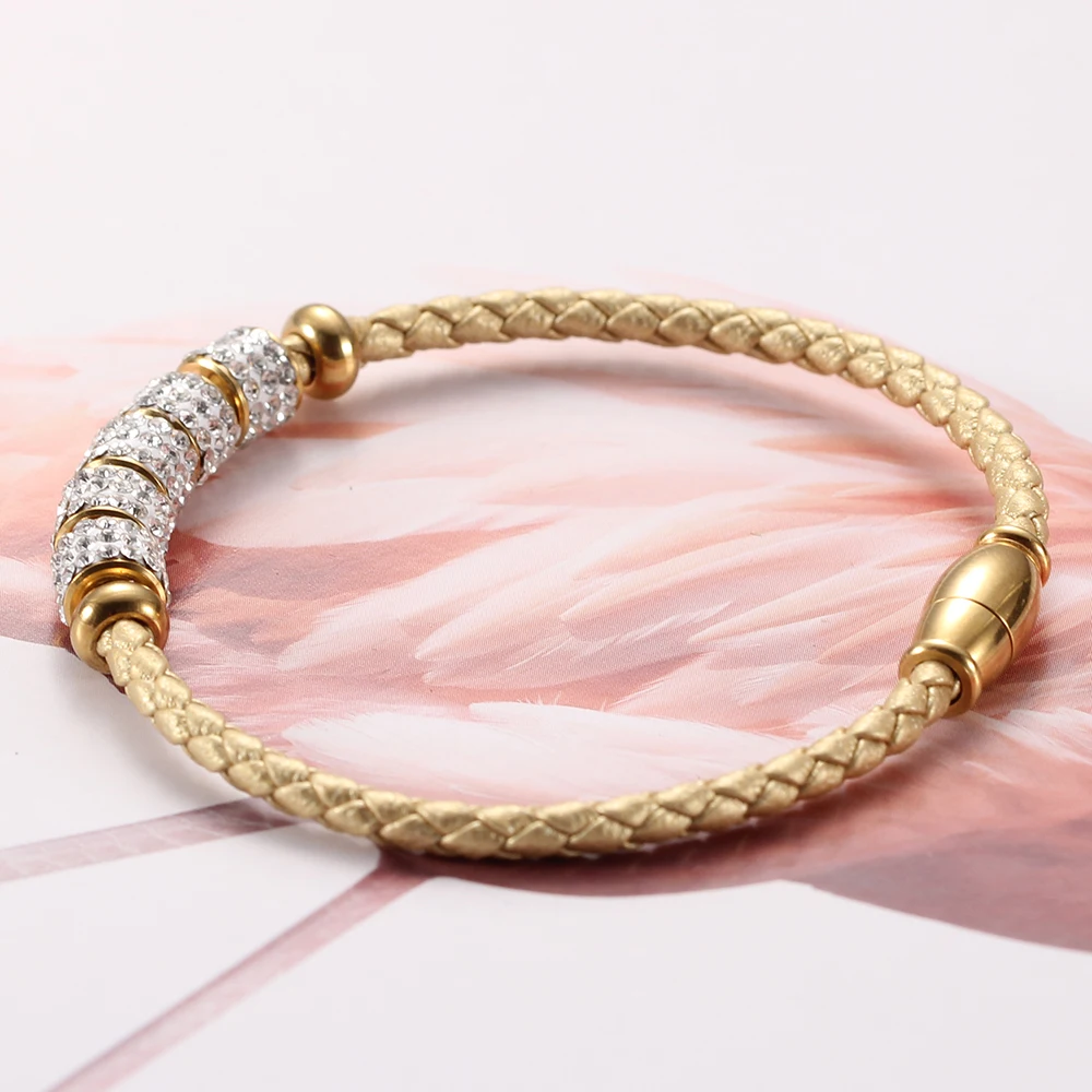 Leather Stainless Steel Bracelet Jewelry