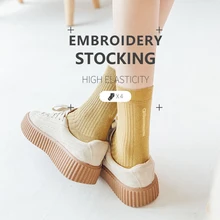 Женские носки средней длины; сезон весна-осень; красивые хлопковые короткие носки для девочек; 1 пара