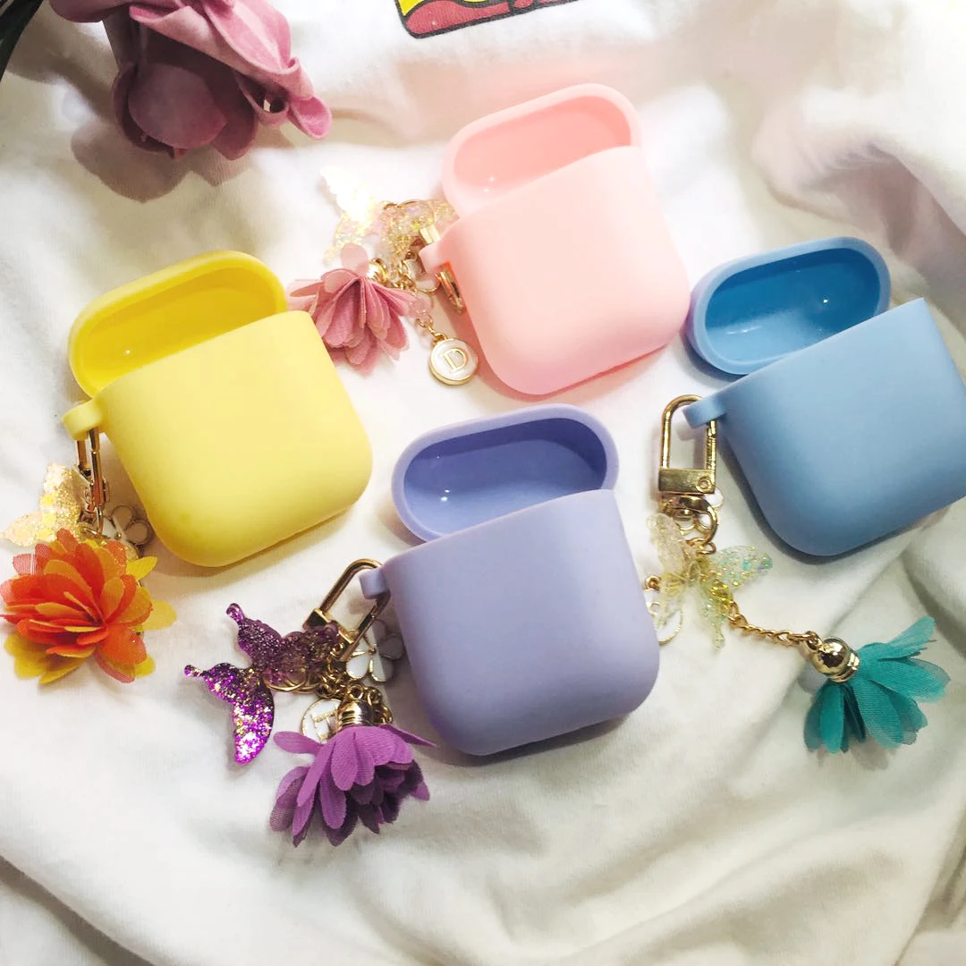 

Earphone case For Air Pod Pro 4 cases Glitter butterfly keyring silicone headphone Cover For airpods AirPod Pro 4 Case funda