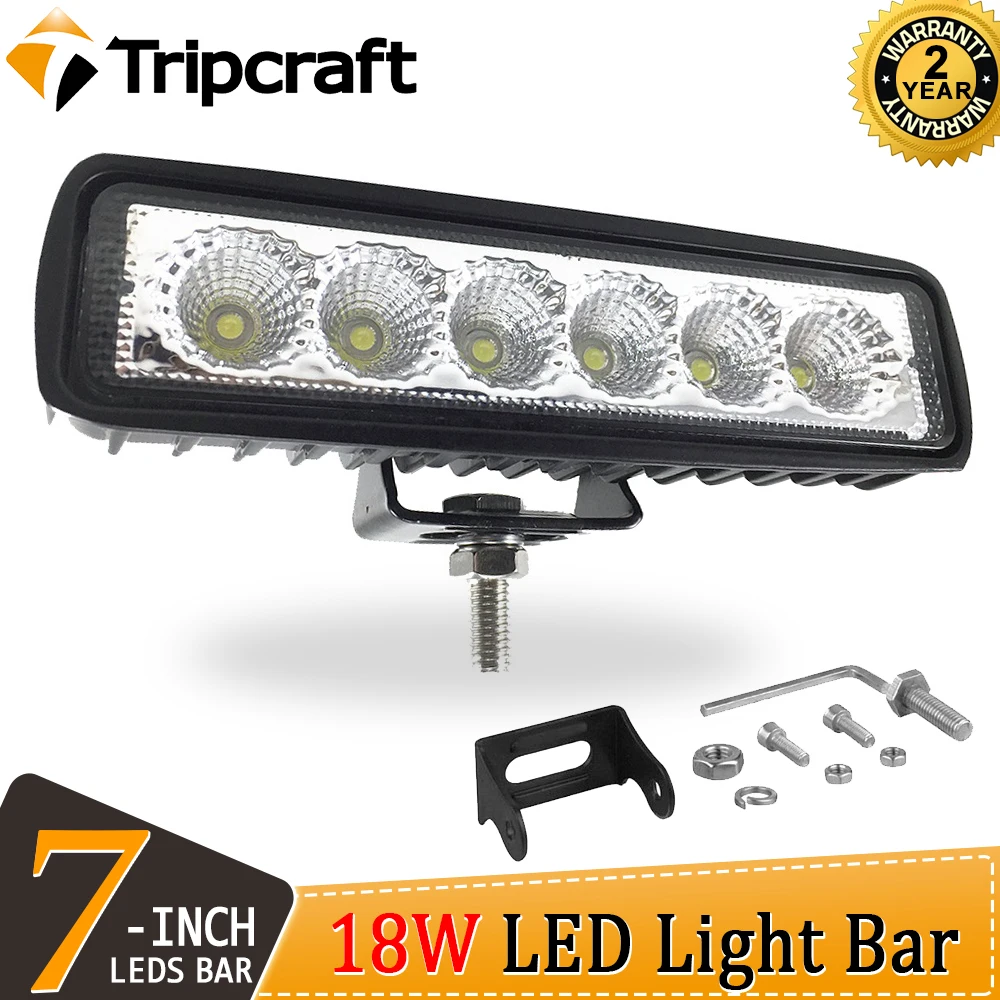 Tripcraft 18W LED Work Light Bar Flood Spotl Lamp Driving Fog Offroad Car for Ford Toyota SUV 4WD led beams | Автомобили и