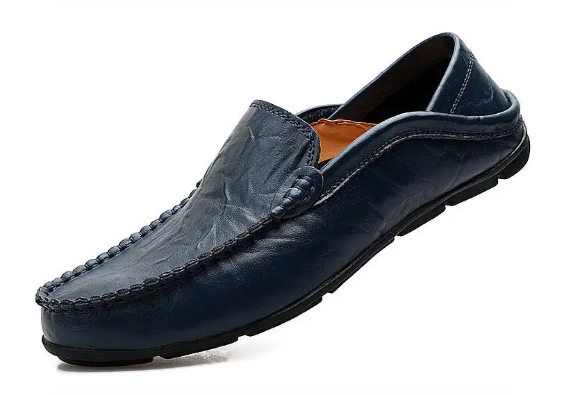 Г. Новая мужская обувь повседневные Роскошные брендовые летние мужские лоферы мокасины из натуральной кожи легкие дышащие слипоны - Цвет: Blue