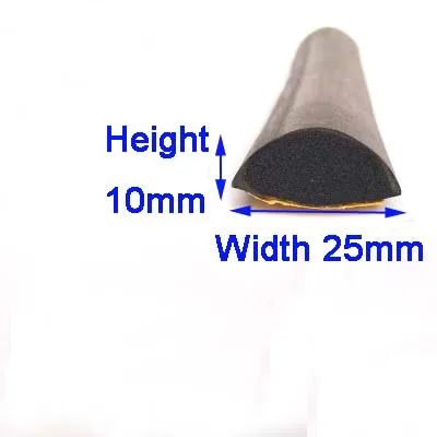 2m 25mmX10mm Ширина 20-40 мм черный самоклеющийся полукруг EPDM пенистая уплотнительная полоска самоклеющаяся D Тип пенистая уплотнительная полоска - Цвет: 2m 25mmX10mm