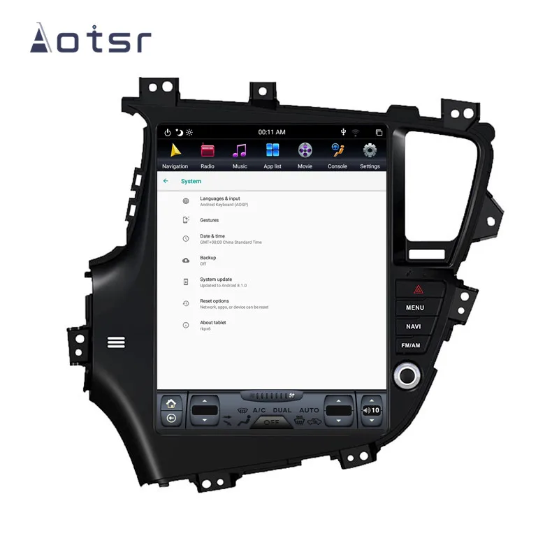 Clearance Aotsr Tesla 12.1“  Vertical screen Android 8.1 Car DVD Multimedia player GPS Navigation For KIA K5 2010-2013 built-in carplay 2