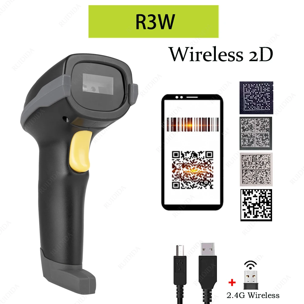 Wireless Buetooth Barcode Scanner qr Code Wireless 2d barcode Reader Handheld Barcod Scanner Wireless Bar code Scanner with Base photo negative scanner Scanners