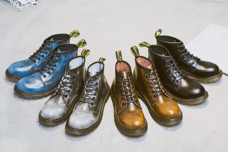 Мужские ботинки doc martins; красивые ботинки Dr Martins в британском стиле; винтажные классические военные ботинки из натуральной кожи; Мужская обувь в байкерском стиле на толстом каблуке