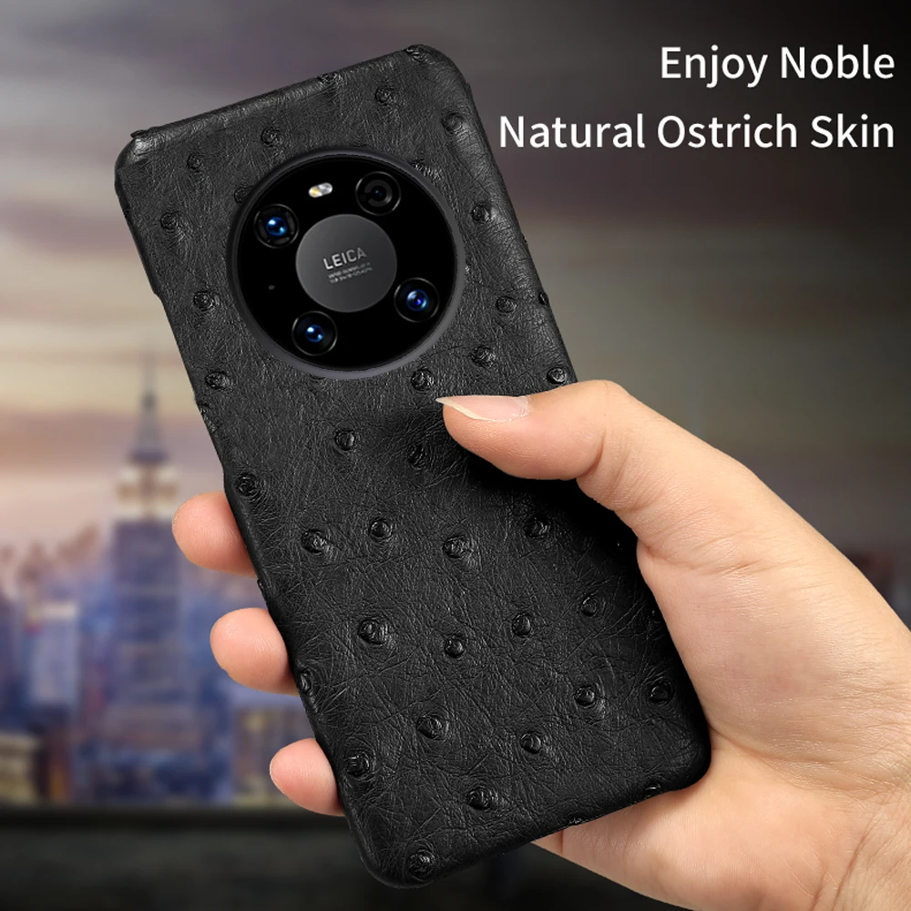 Genuine Ostrich Leather Phone Case for Huawei Mate