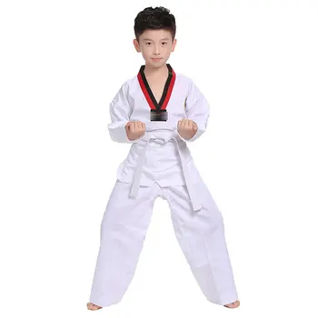

White Cotton Taekwondo Uniforms Karate Judo Taekwondo Dobok Clothes Children Adult Unisex Long Sleeve Clothing