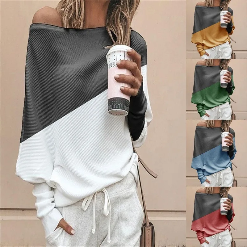 Blouse Women Long Sleeve Off Shoulder Shirt Casual Loose Tee Top Streetwear Plus Size roupas feminina |
