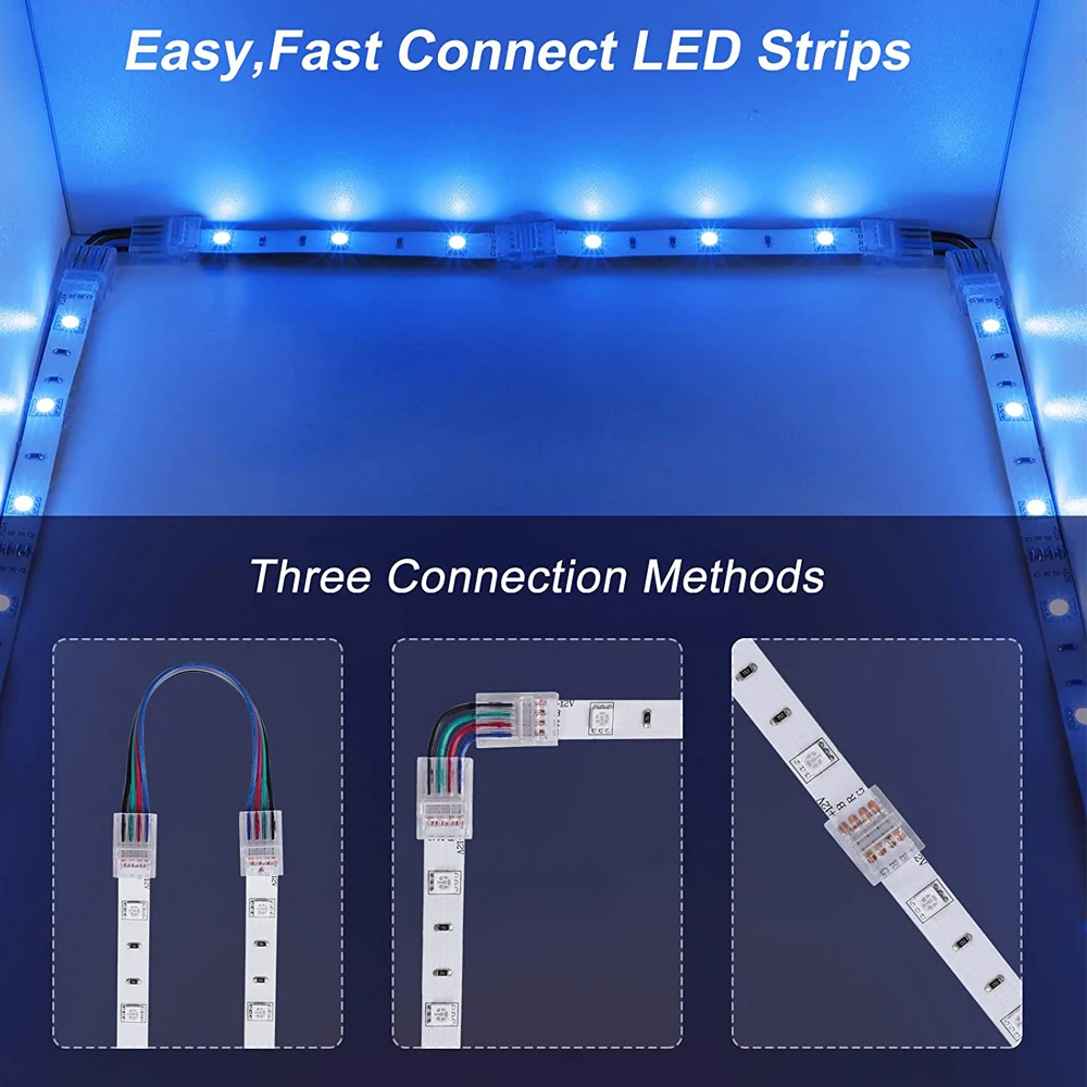 5050 3528 LED tape Light Connectors 4Pin 10mm Unwired Clips Solderless  Adapter Terminal Extension Strip to Wire Connection|Connectors| - AliExpress