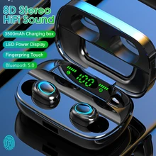 Сенсорные беспроводные наушники TWS 5,0, Bluetooth наушники, Hi-Fi стерео наушники с шумоподавлением, гарнитура, водонепроницаемые наушники, светодиодный, мощный