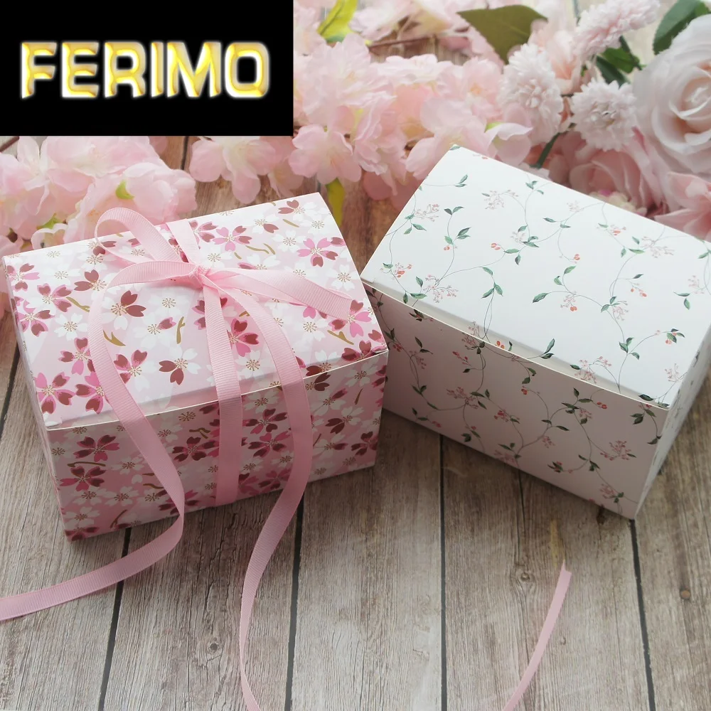 Pink White Flower Design 10pcs 15*10*9 Cm Paper Box Candy Cookie Jar Candle Birthday Wedding Party DIY Gift Packaging | Дом и сад